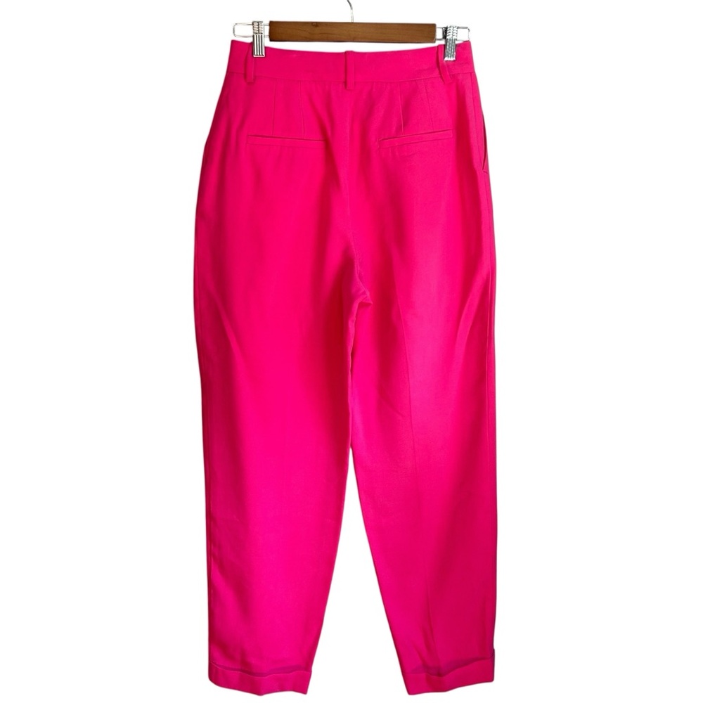 NWT ZARA Single Pleat Cuffed Ankle Dress Pant Women’s SZ Small in Hot Pink - Picture 5 of 8